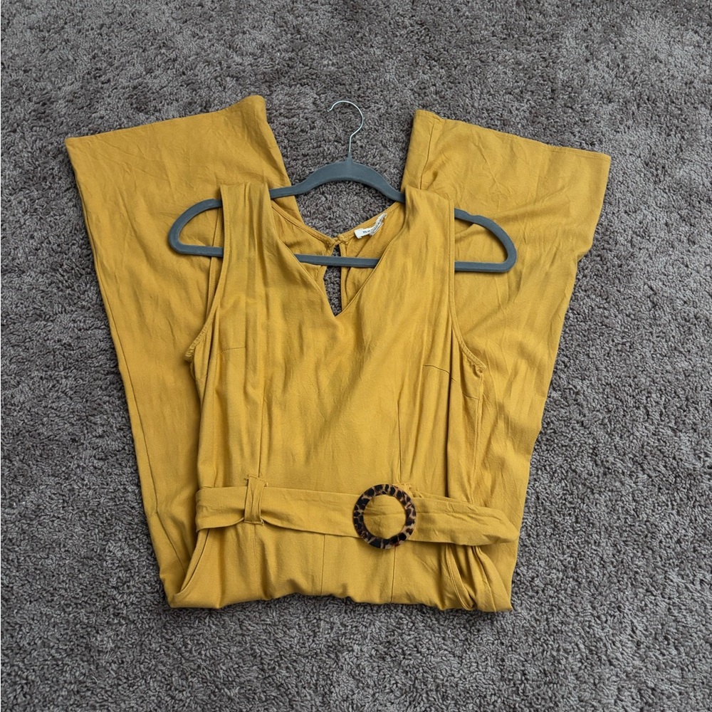Monteau Mustard Sleeveless Jumpsuit with Belt